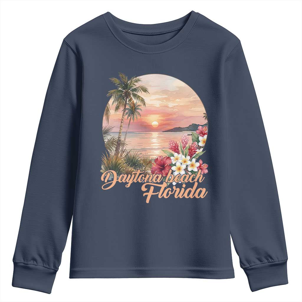 Daytona Beach Florida Youth Sweatshirt Tropical Palm Tree Ocean Travel Gift
