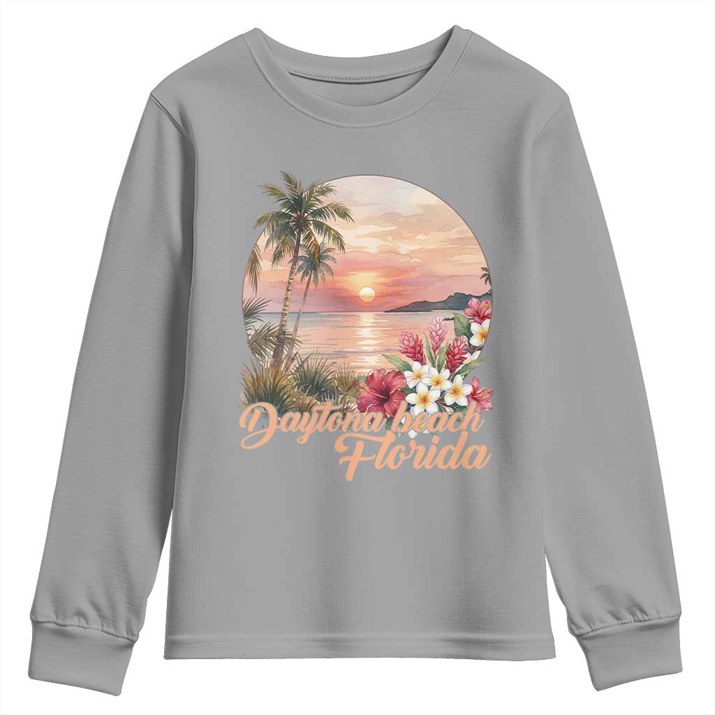 Daytona Beach Florida Youth Sweatshirt Tropical Palm Tree Ocean Travel Gift