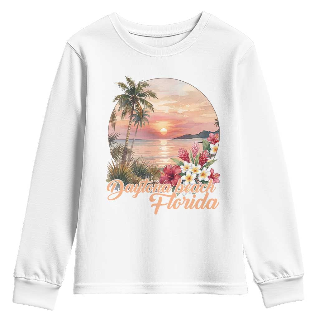 Daytona Beach Florida Youth Sweatshirt Tropical Palm Tree Ocean Travel Gift