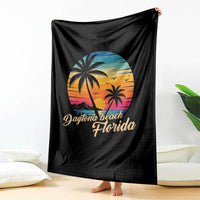 Vintage Daytona Beach Florida Throw Blanket Summer Vacation Graphic