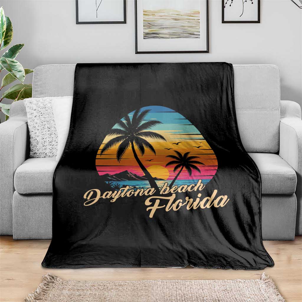 Vintage Daytona Beach Florida Throw Blanket Summer Vacation Graphic