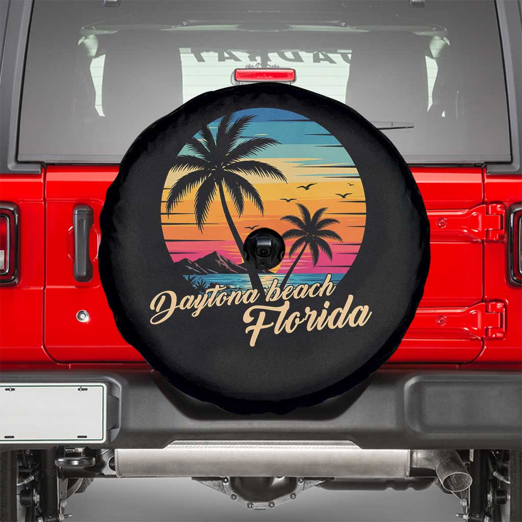 Vintage Daytona Beach Florida Spare Tire Cover Summer Vacation Graphic