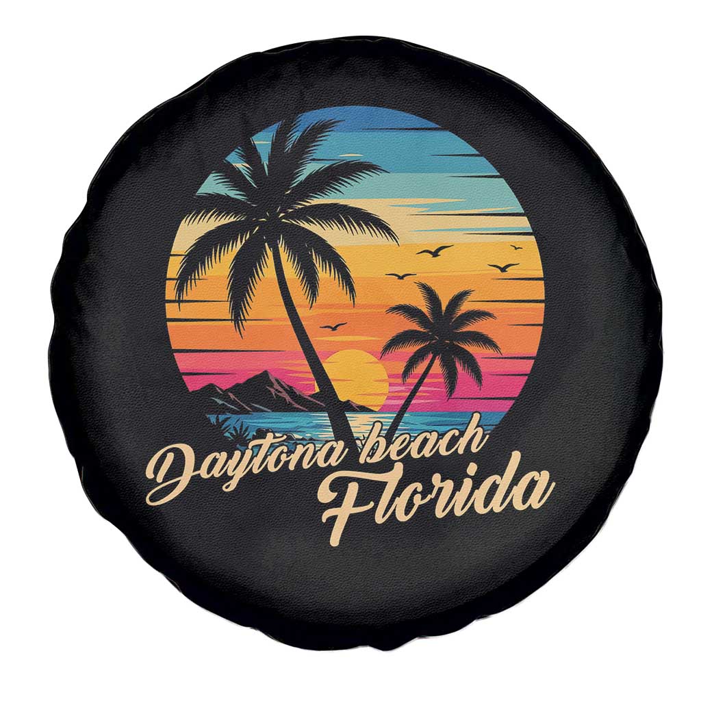 Vintage Daytona Beach Florida Spare Tire Cover Summer Vacation Graphic