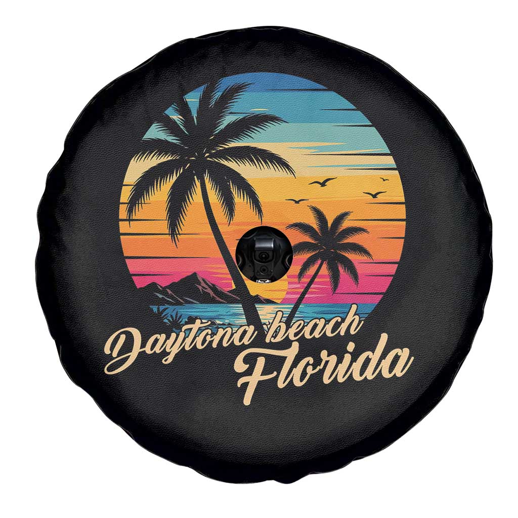 Vintage Daytona Beach Florida Spare Tire Cover Summer Vacation Graphic