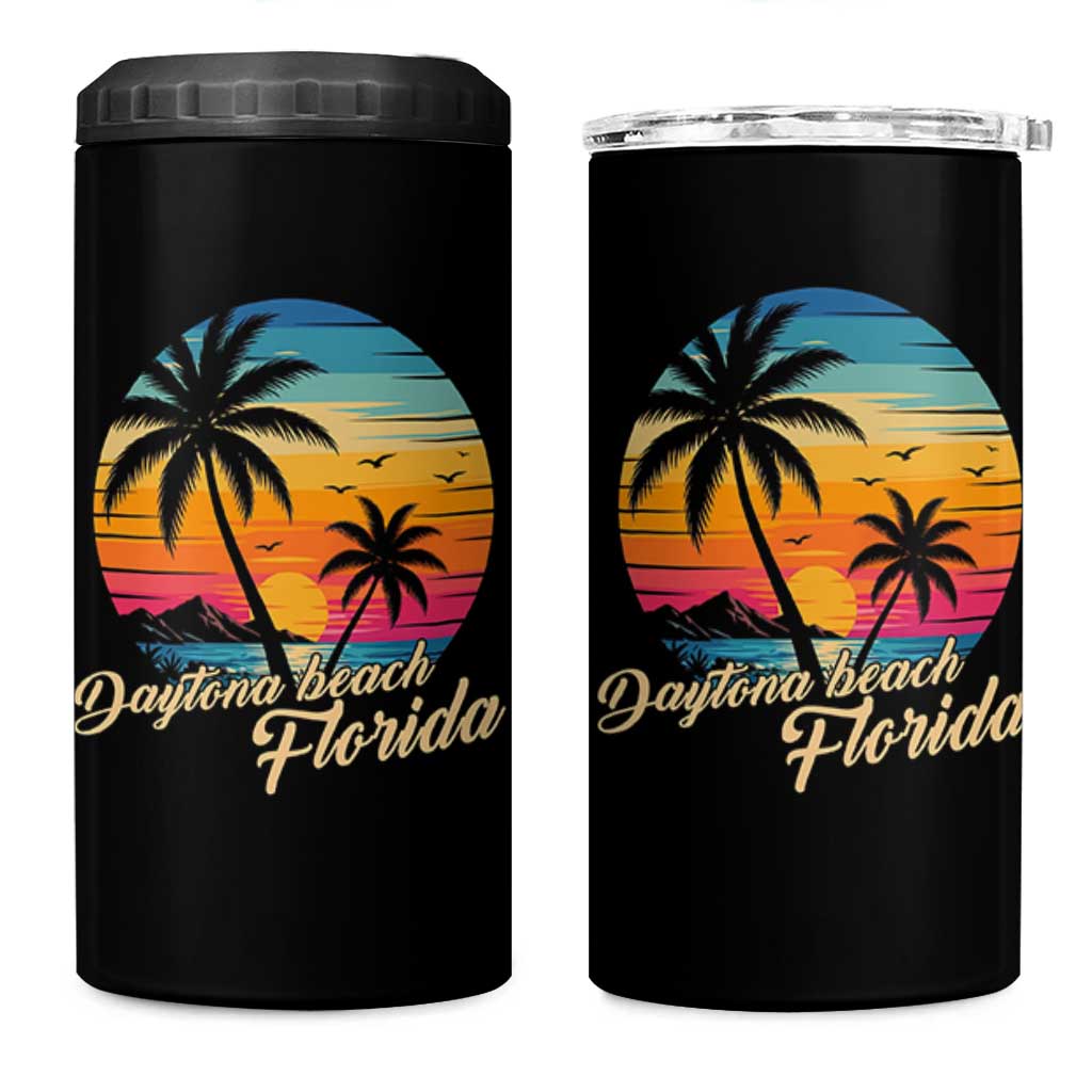 Vintage Daytona Beach Florida 4 in 1 Can Cooler Tumbler Summer Vacation Graphic