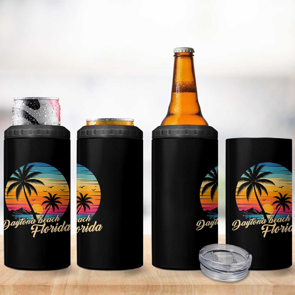 Vintage Daytona Beach Florida 4 in 1 Can Cooler Tumbler Summer Vacation Graphic