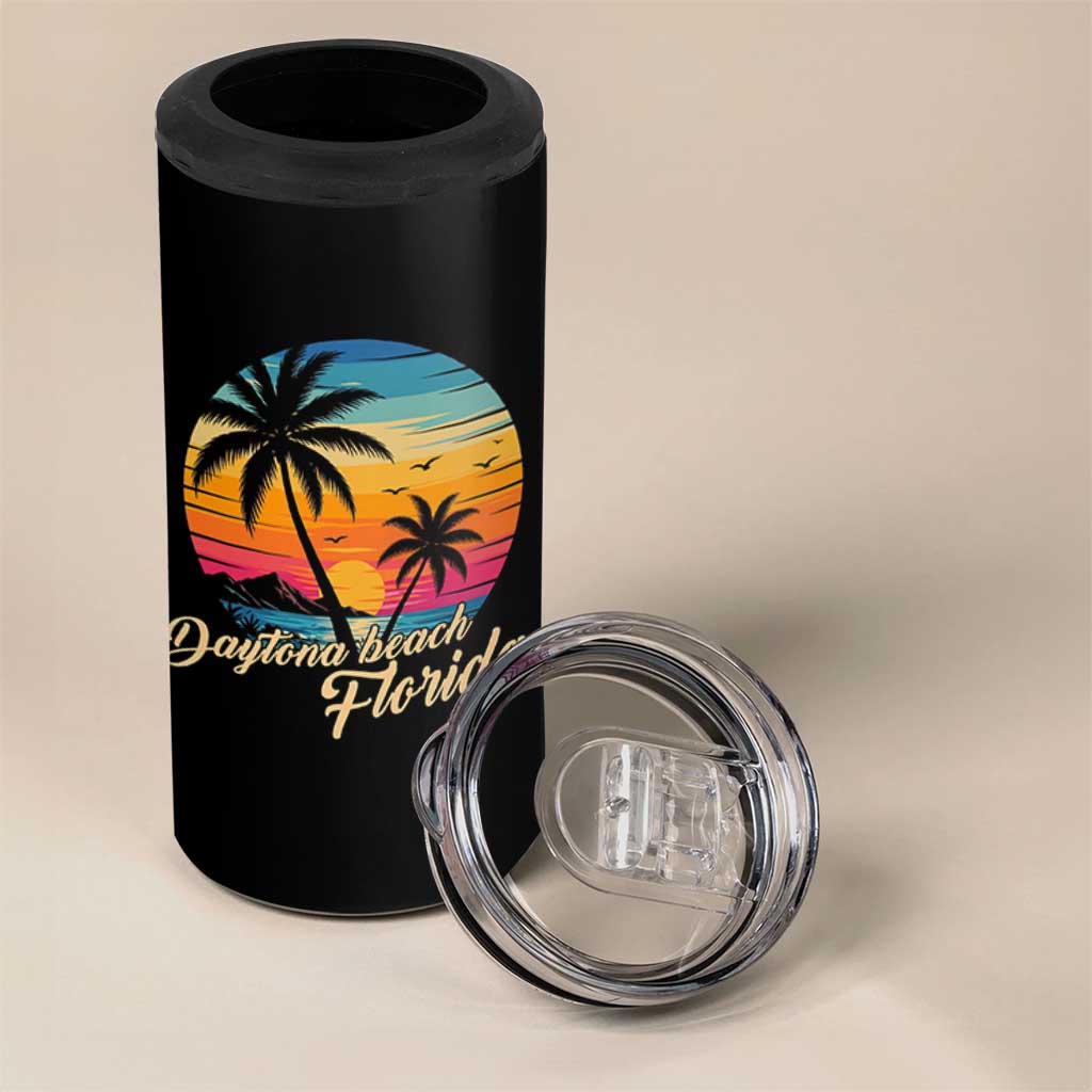 Vintage Daytona Beach Florida 4 in 1 Can Cooler Tumbler Summer Vacation Graphic