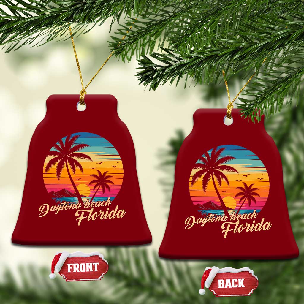 Vintage Daytona Beach Florida Ceramic Ornament Summer Vacation Graphic