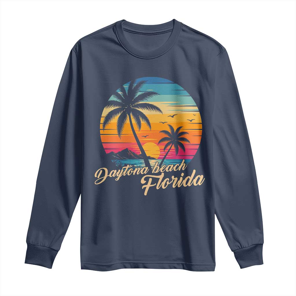 Vintage Daytona Beach Florida Long Sleeve Shirt Summer Vacation Graphic