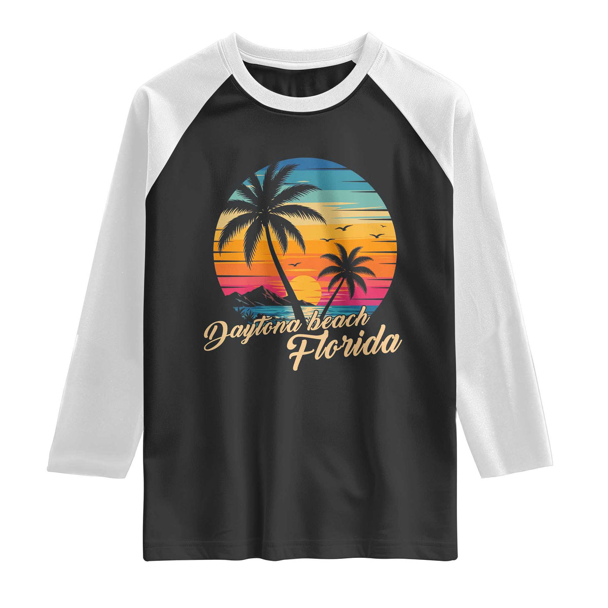 Vintage Daytona Beach Florida Raglan Shirt Summer Vacation Graphic