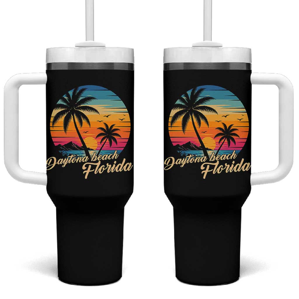 Vintage Daytona Beach Florida Tumbler With Handle Summer Vacation Graphic