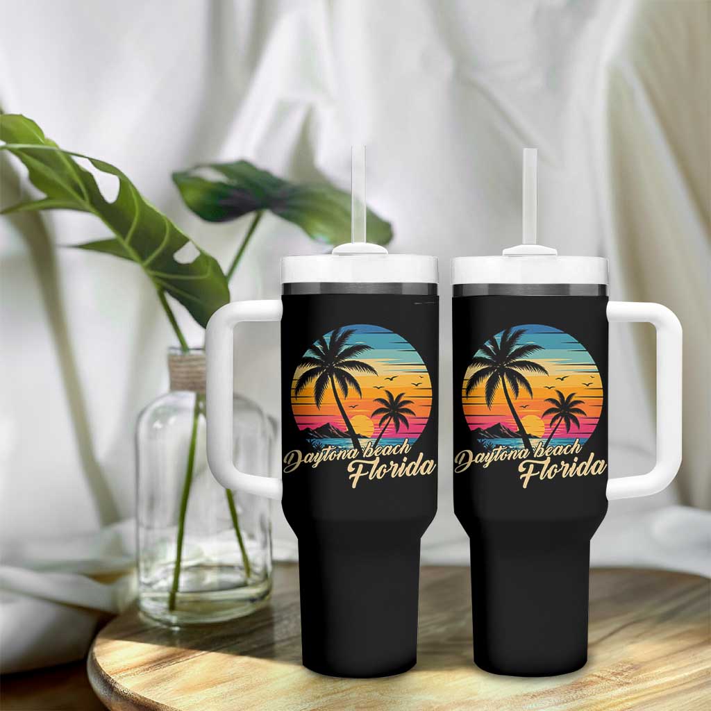 Vintage Daytona Beach Florida Tumbler With Handle Summer Vacation Graphic