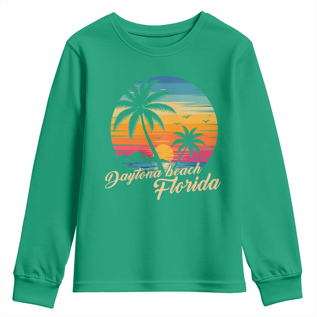 Vintage Daytona Beach Florida Youth Sweatshirt Summer Vacation Graphic