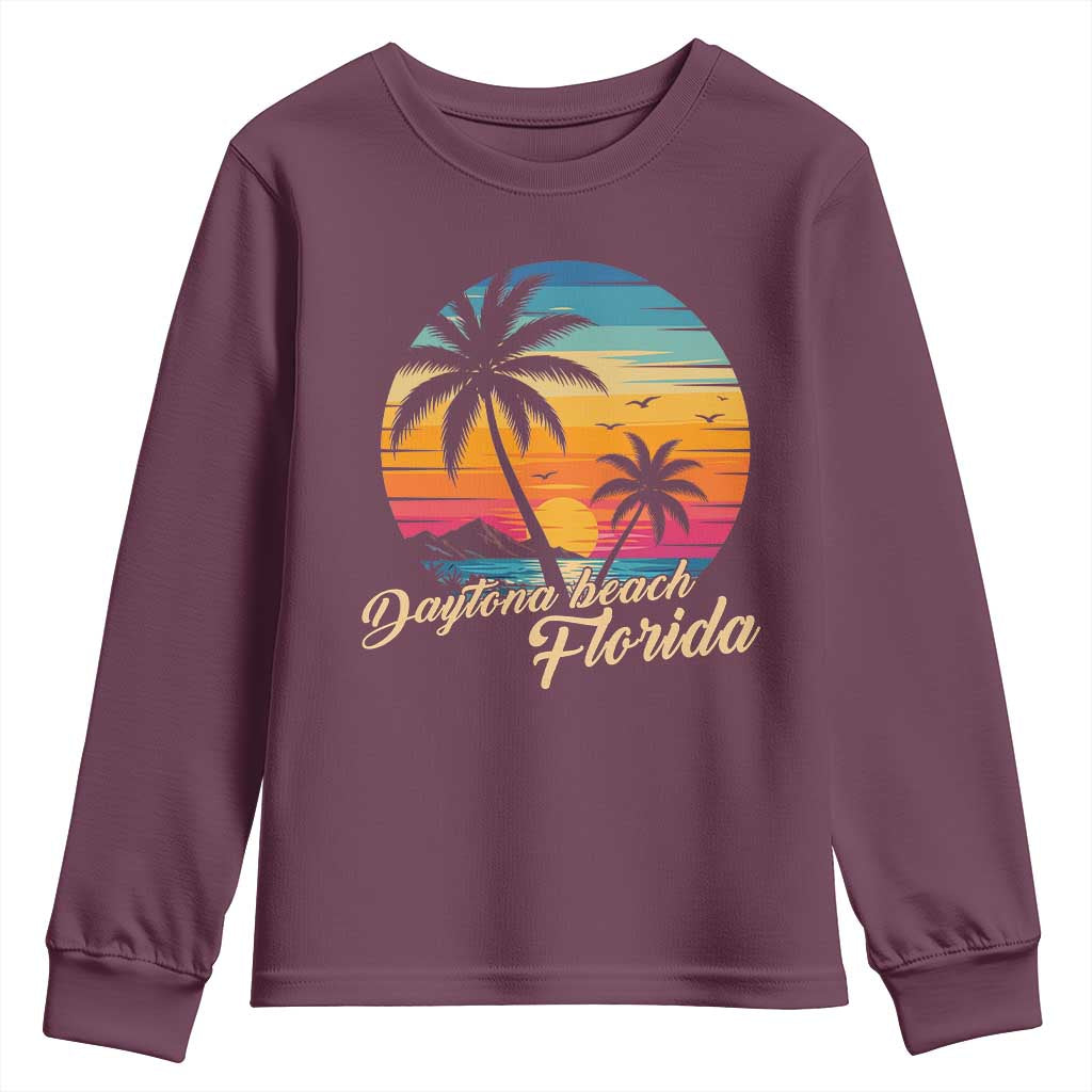 Vintage Daytona Beach Florida Youth Sweatshirt Summer Vacation Graphic