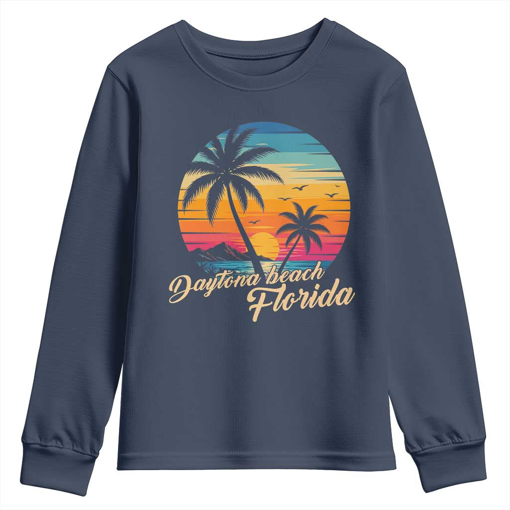 Vintage Daytona Beach Florida Youth Sweatshirt Summer Vacation Graphic