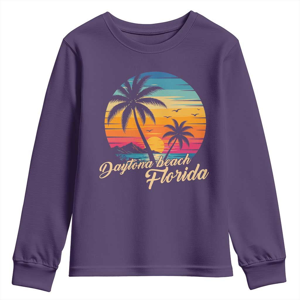 Vintage Daytona Beach Florida Youth Sweatshirt Summer Vacation Graphic
