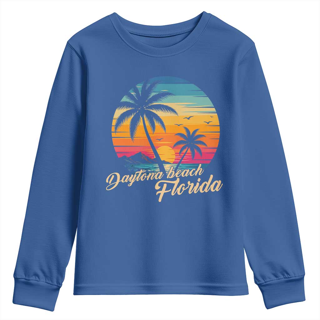 Vintage Daytona Beach Florida Youth Sweatshirt Summer Vacation Graphic