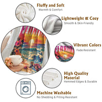 Retro Florida Beach Throw Blanket Summer Vacation Gift