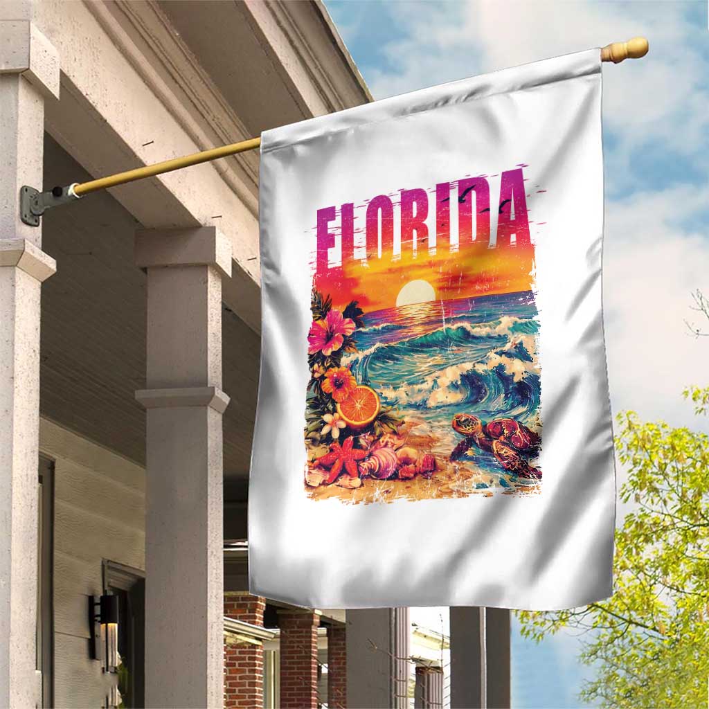 Retro Florida Beach Garden Flag Summer Vacation Gift