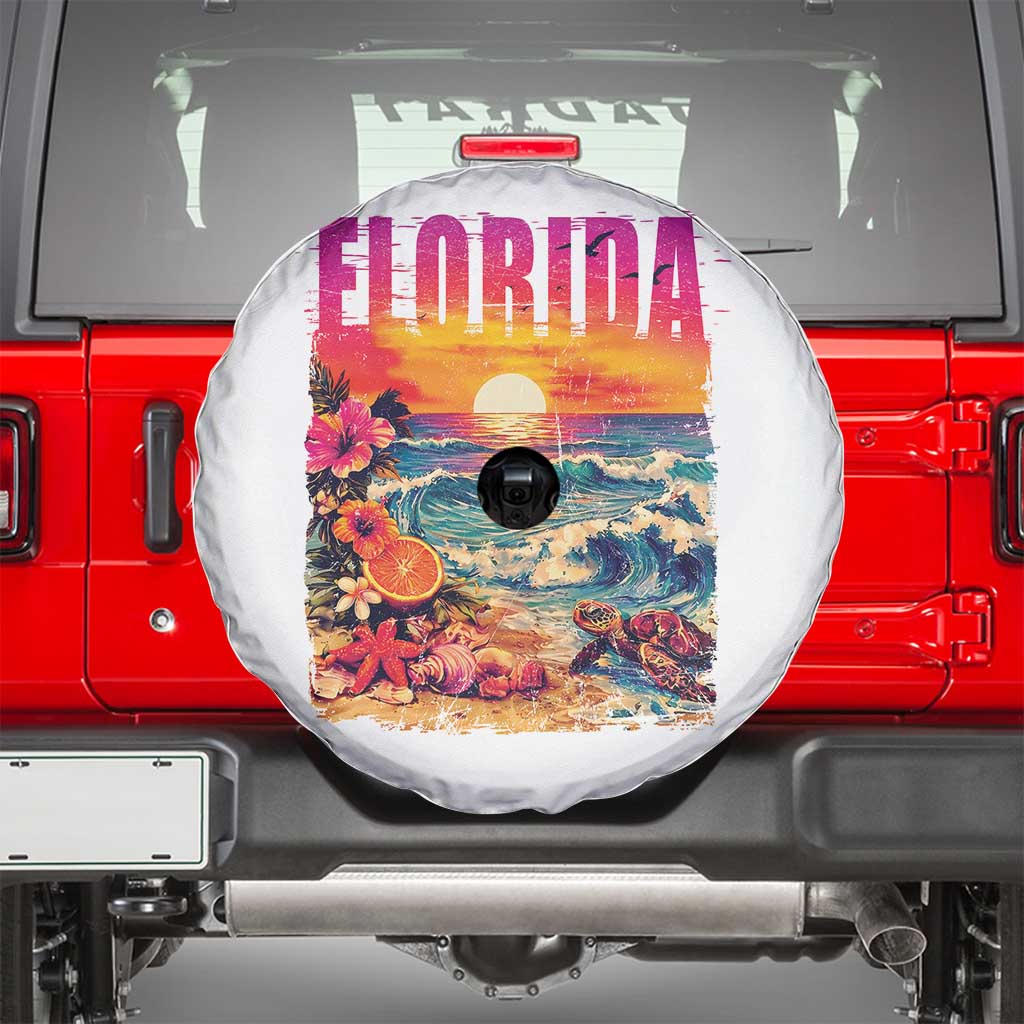 Retro Florida Beach Spare Tire Cover Summer Vacation Gift