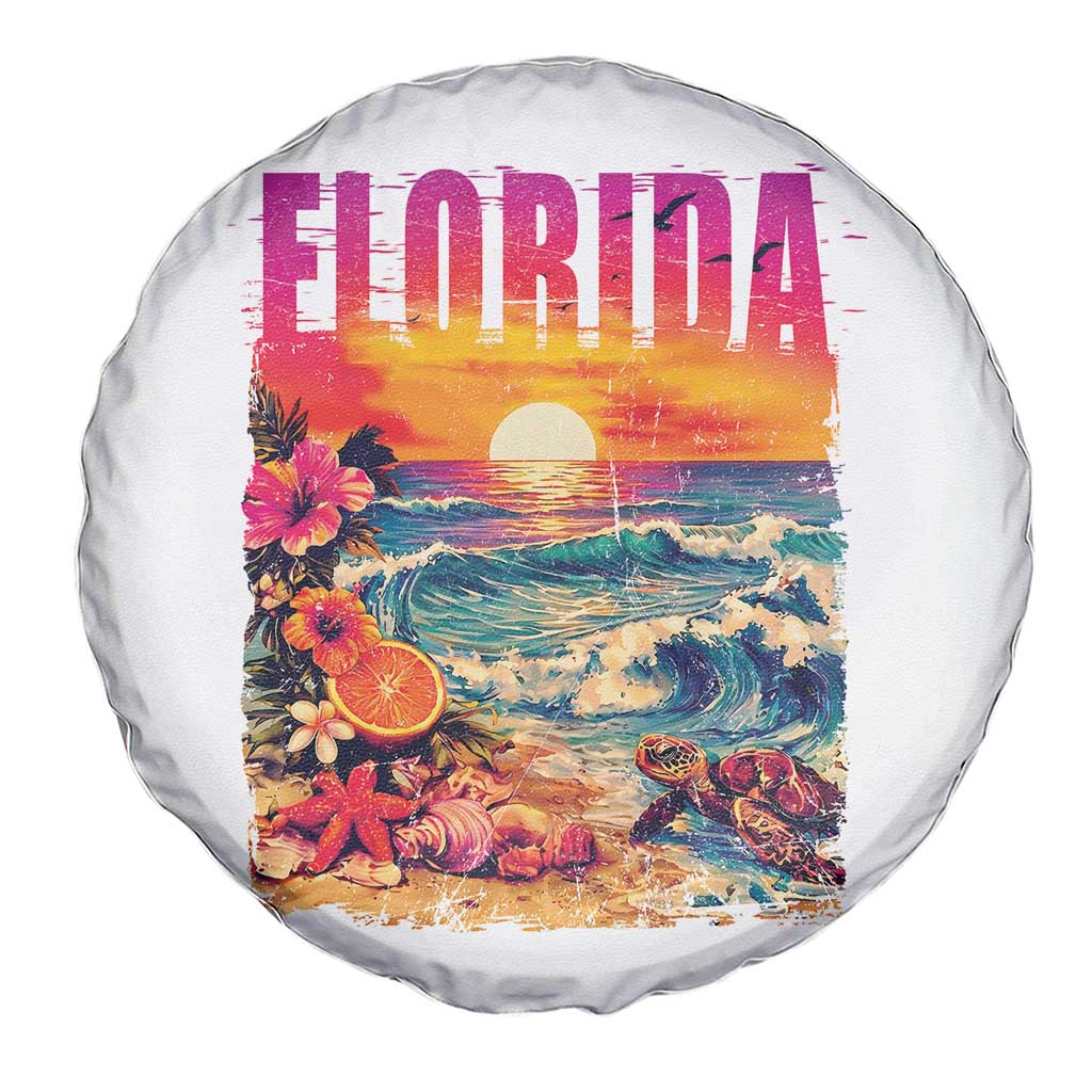 Retro Florida Beach Spare Tire Cover Summer Vacation Gift