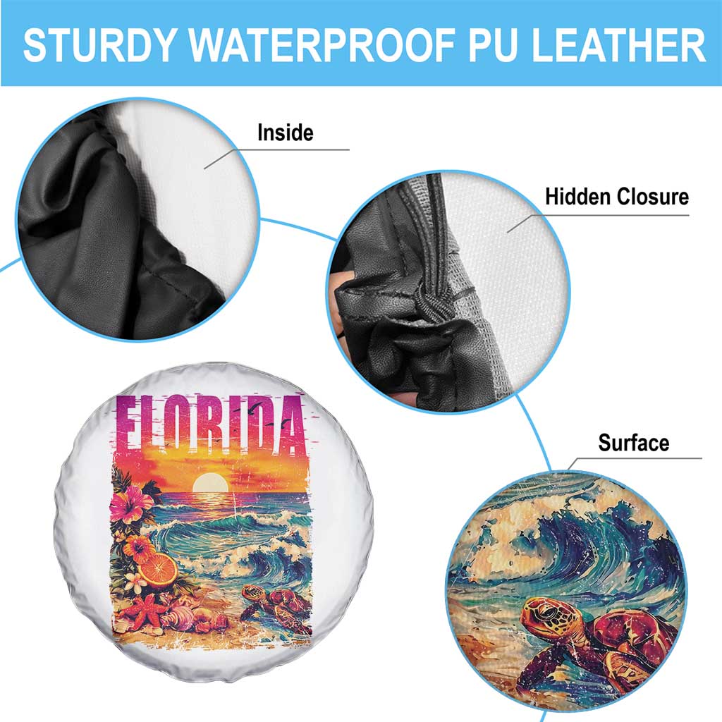 Retro Florida Beach Spare Tire Cover Summer Vacation Gift