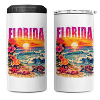 Retro Florida Beach 4 in 1 Can Cooler Tumbler Summer Vacation Gift