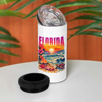 Retro Florida Beach 4 in 1 Can Cooler Tumbler Summer Vacation Gift