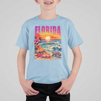 Retro Florida Beach T Shirt For Kid Summer Vacation Gift