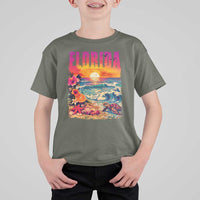 Retro Florida Beach T Shirt For Kid Summer Vacation Gift
