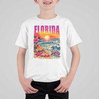 Retro Florida Beach T Shirt For Kid Summer Vacation Gift