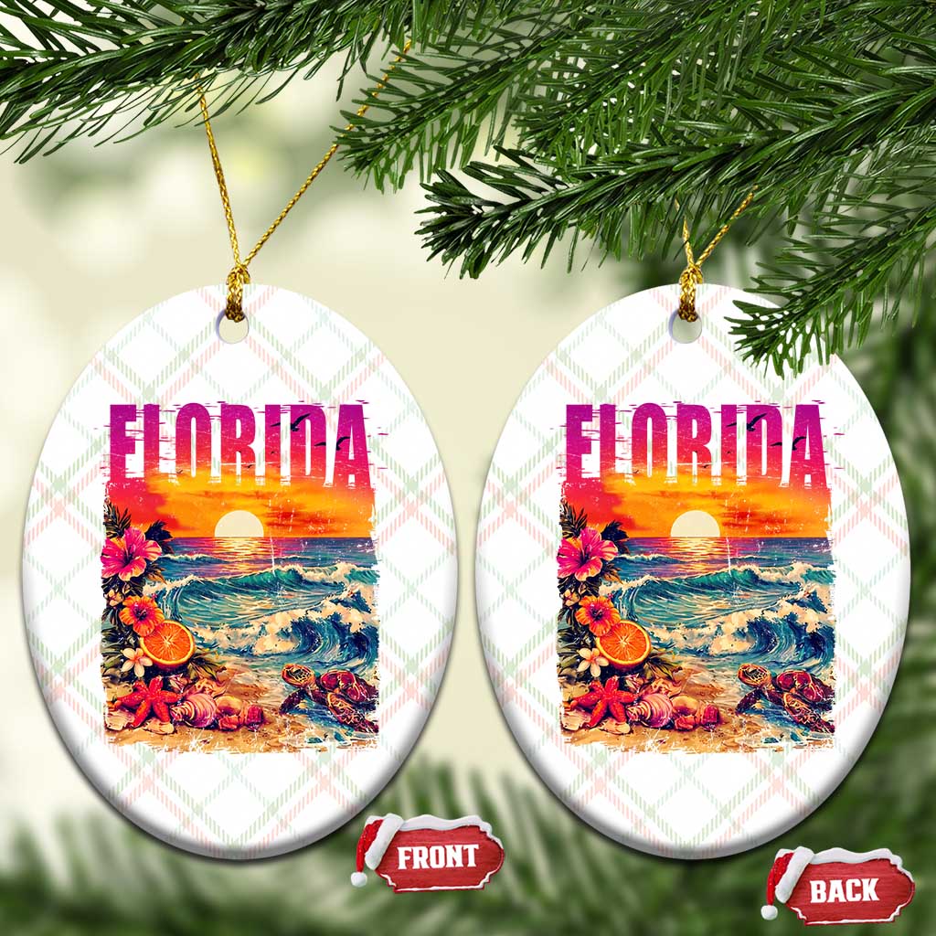 Retro Florida Beach Ceramic Ornament Summer Vacation Gift