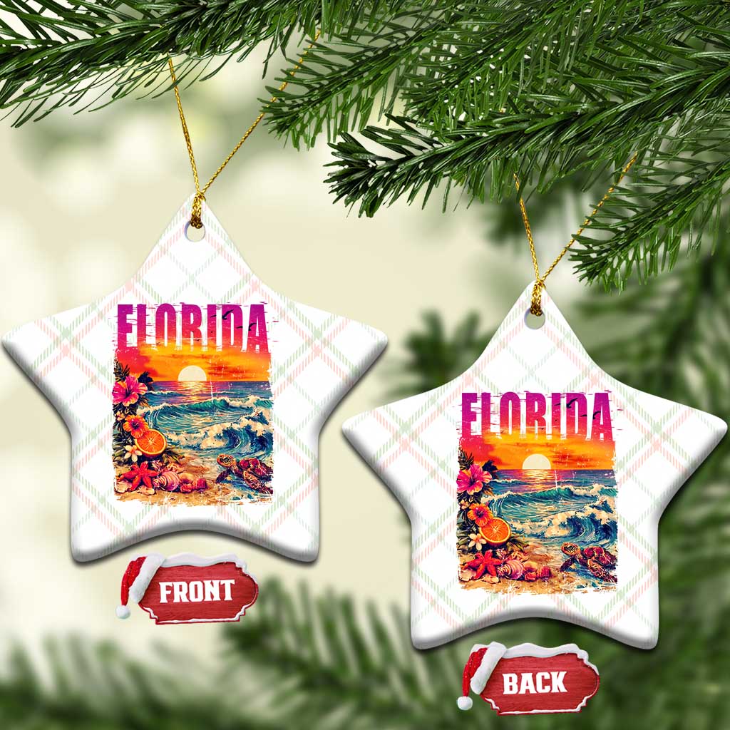 Retro Florida Beach Ceramic Ornament Summer Vacation Gift