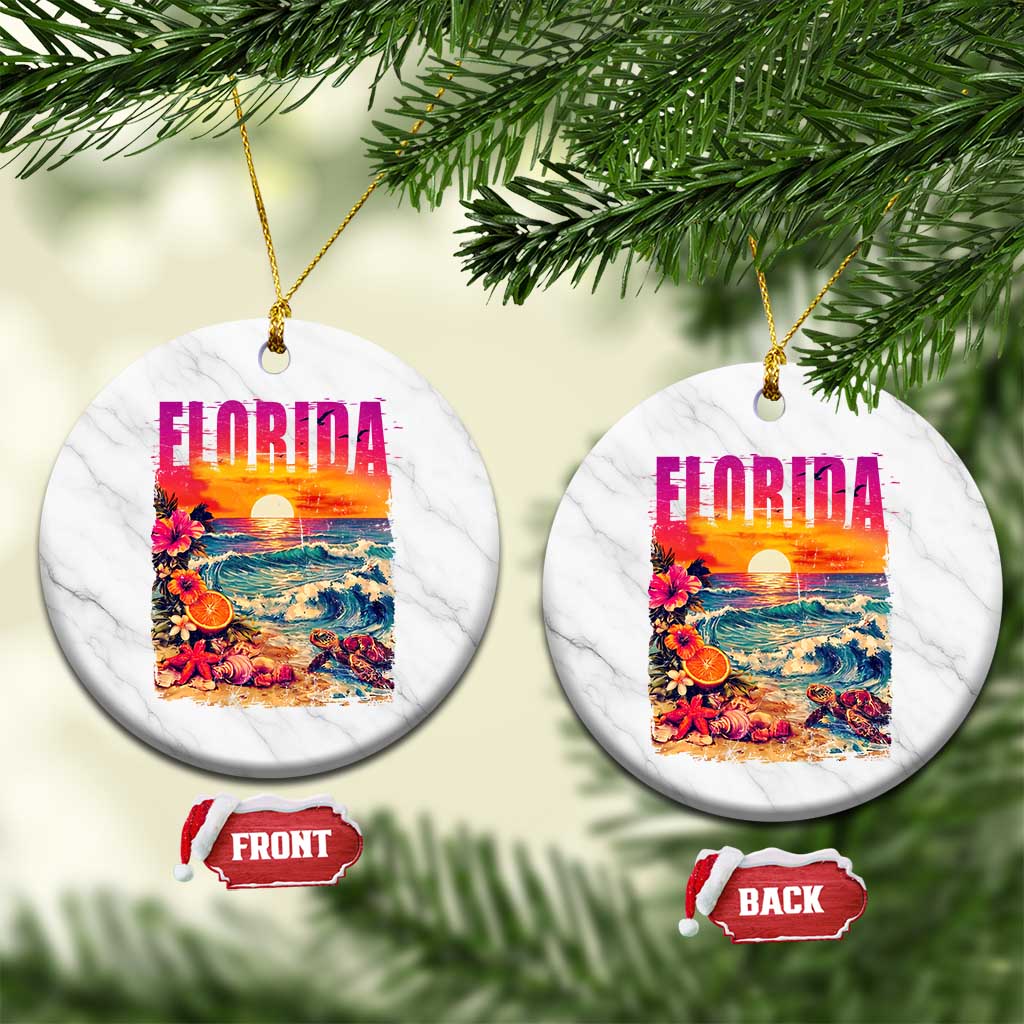 Retro Florida Beach Ceramic Ornament Summer Vacation Gift