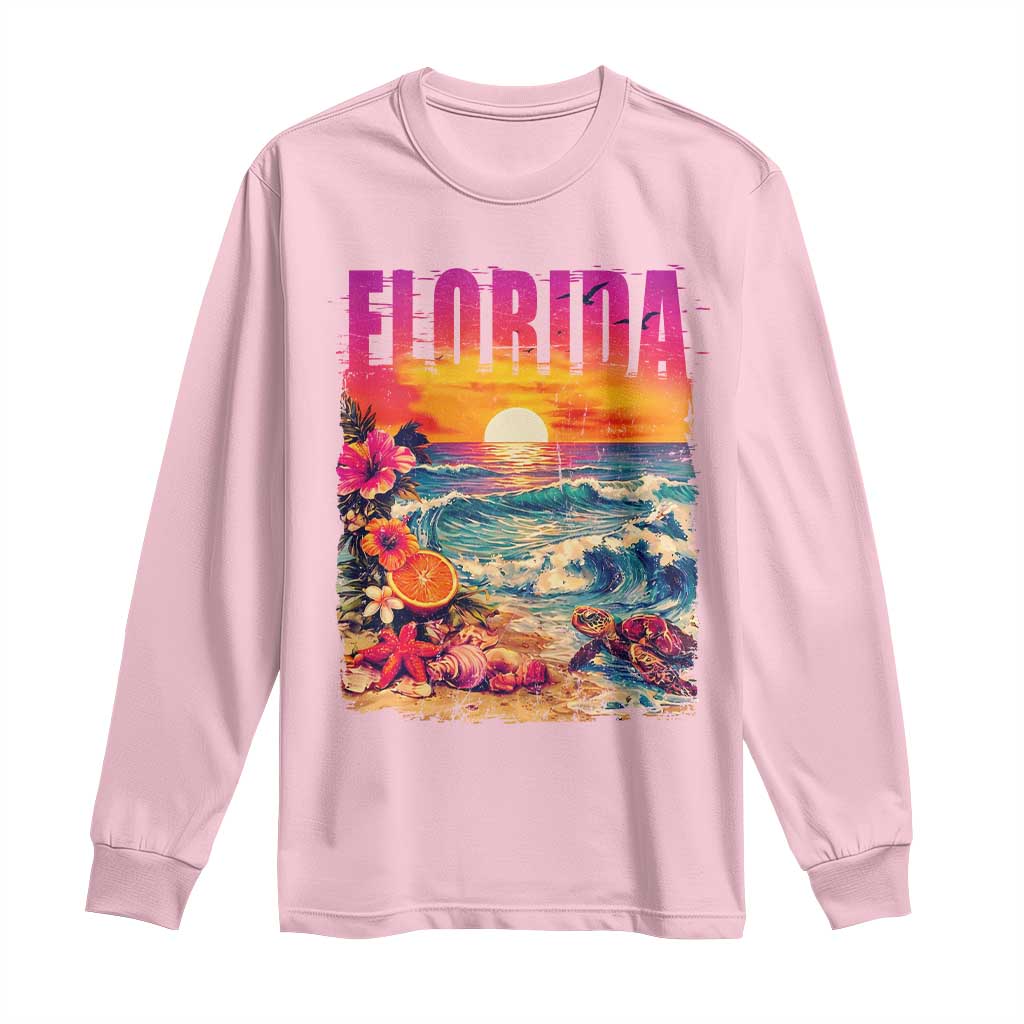 Retro Florida Beach Long Sleeve Shirt Summer Vacation Gift