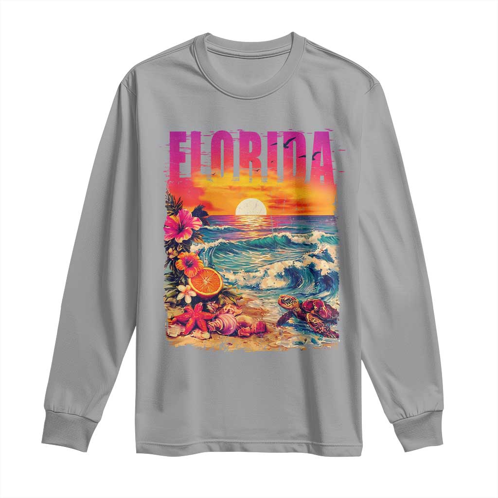 Retro Florida Beach Long Sleeve Shirt Summer Vacation Gift
