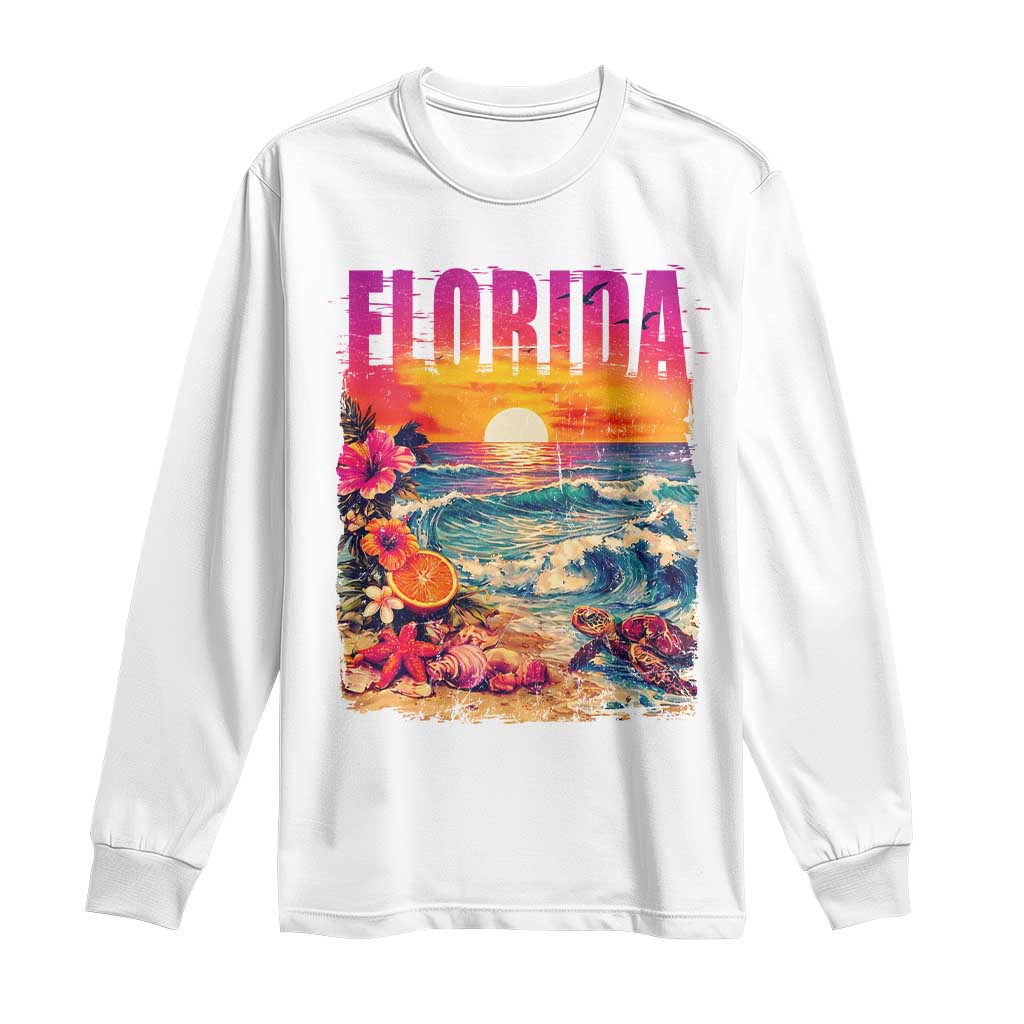 Retro Florida Beach Long Sleeve Shirt Summer Vacation Gift