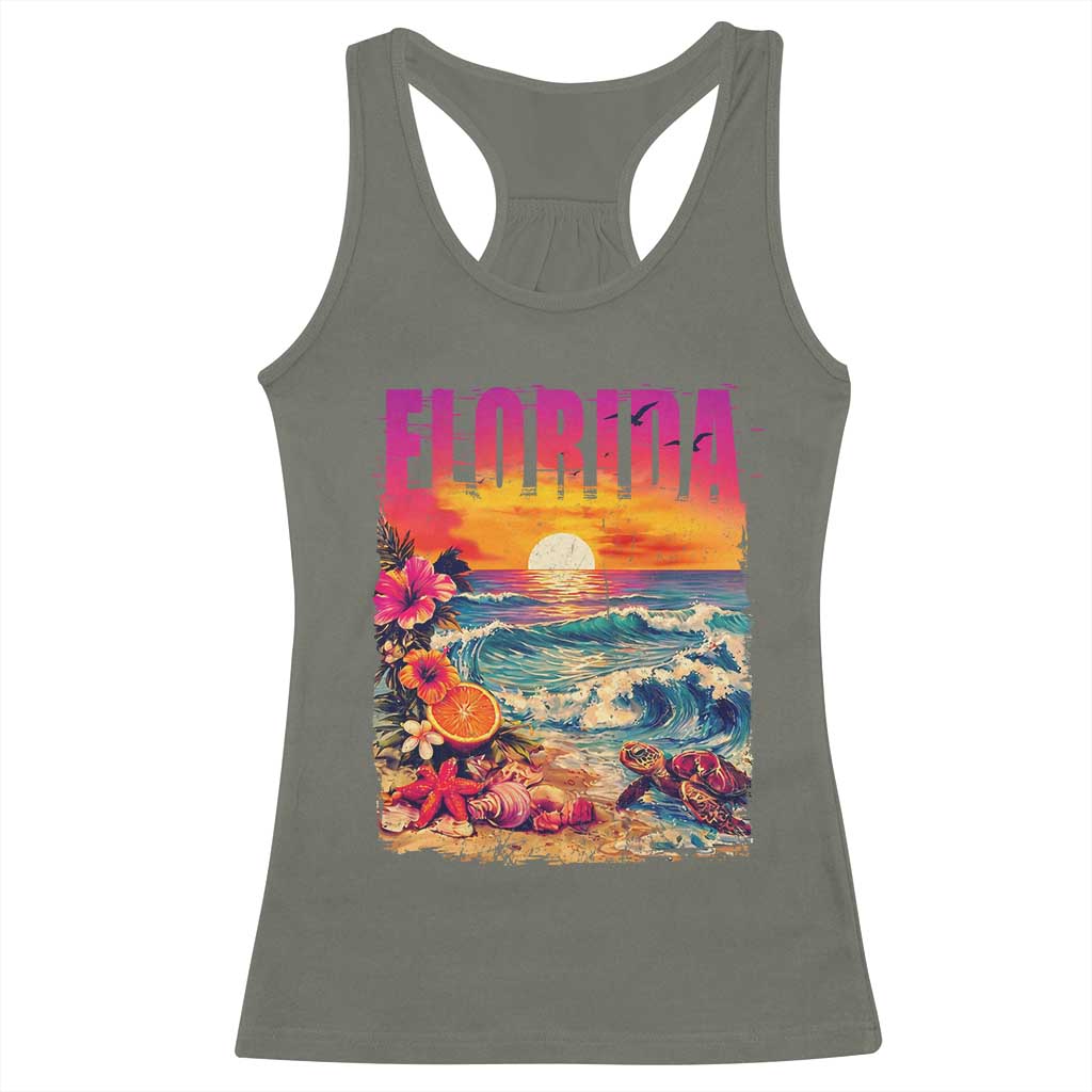Retro Florida Beach Racerback Tank Top Summer Vacation Gift