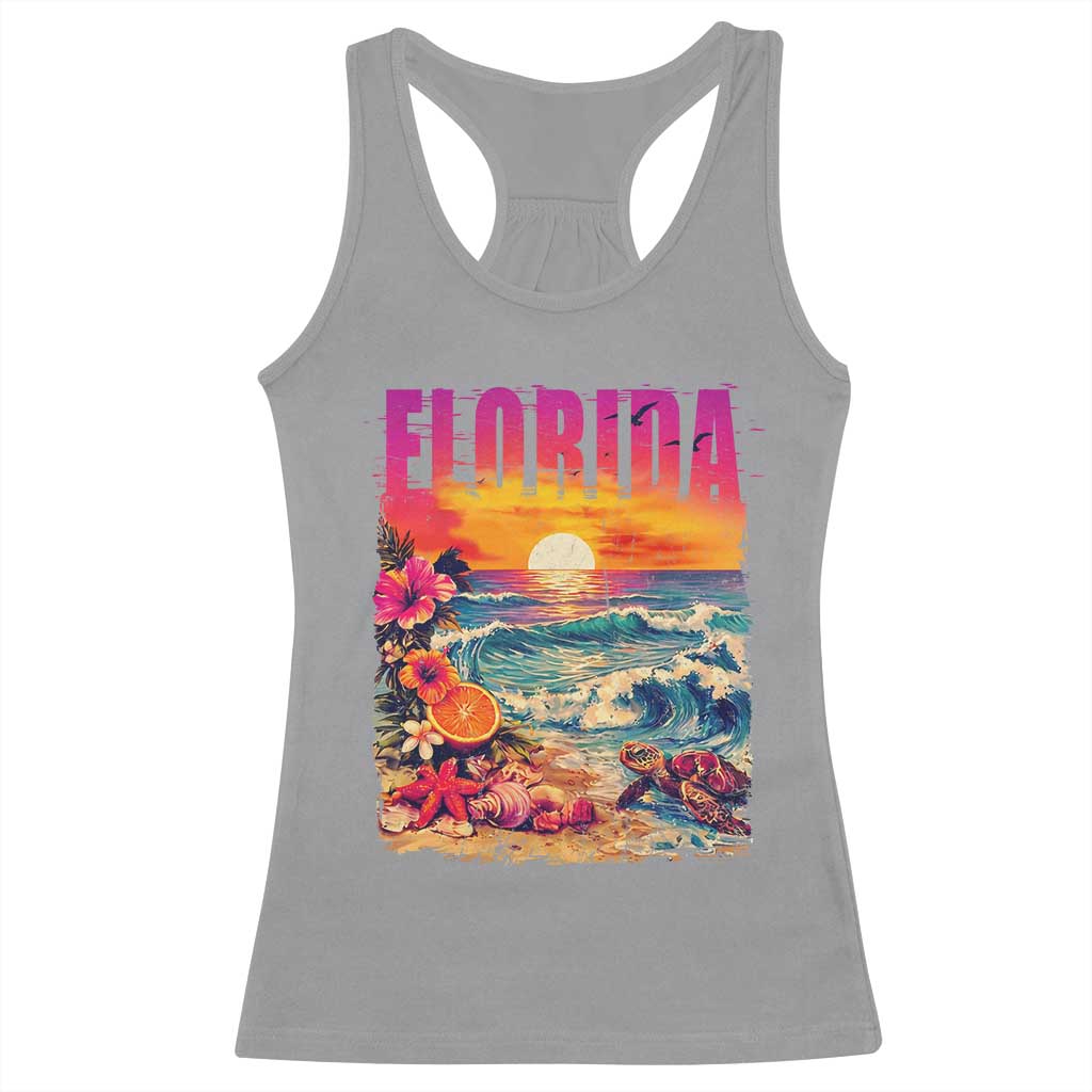 Retro Florida Beach Racerback Tank Top Summer Vacation Gift