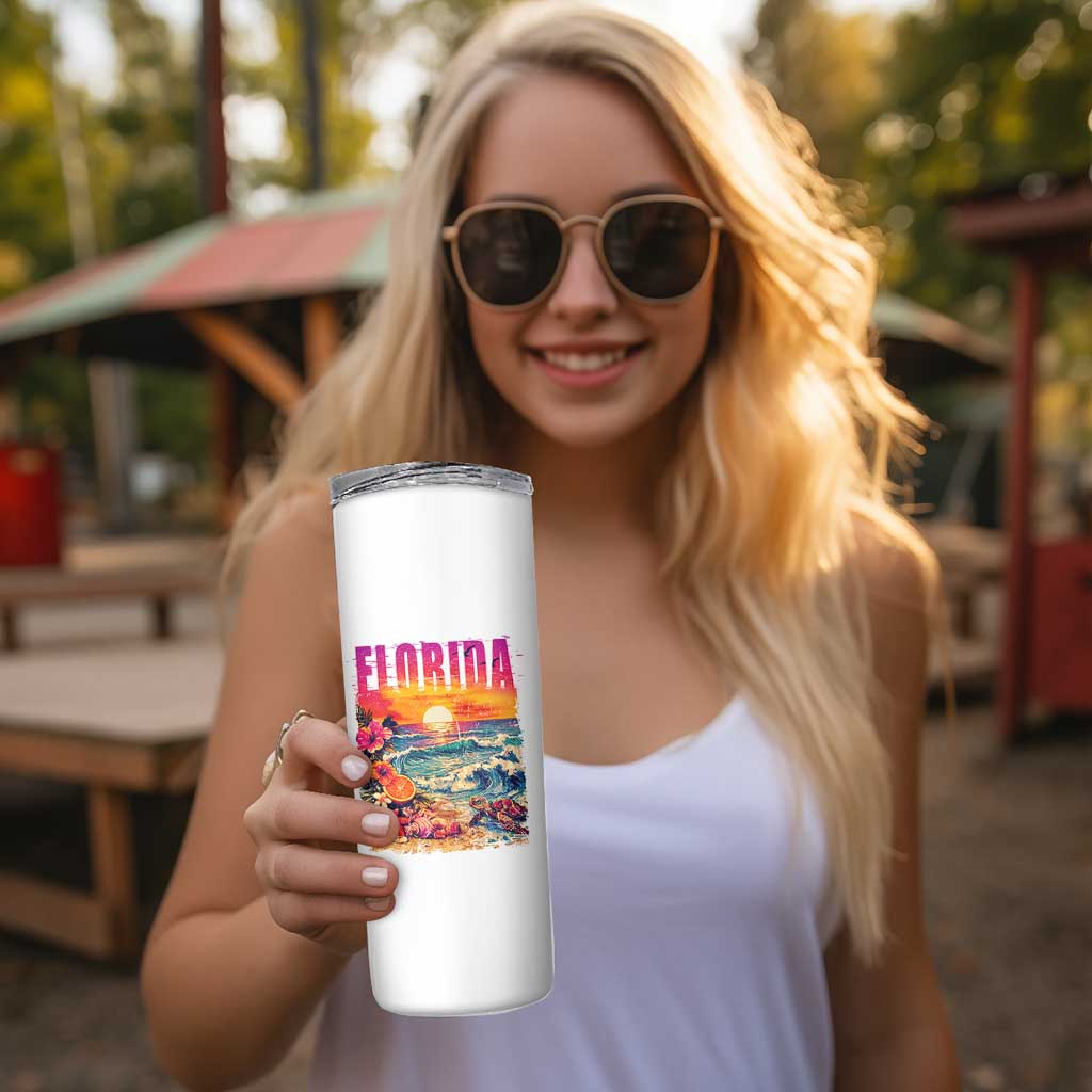 Retro Florida Beach Skinny Tumbler Summer Vacation Gift