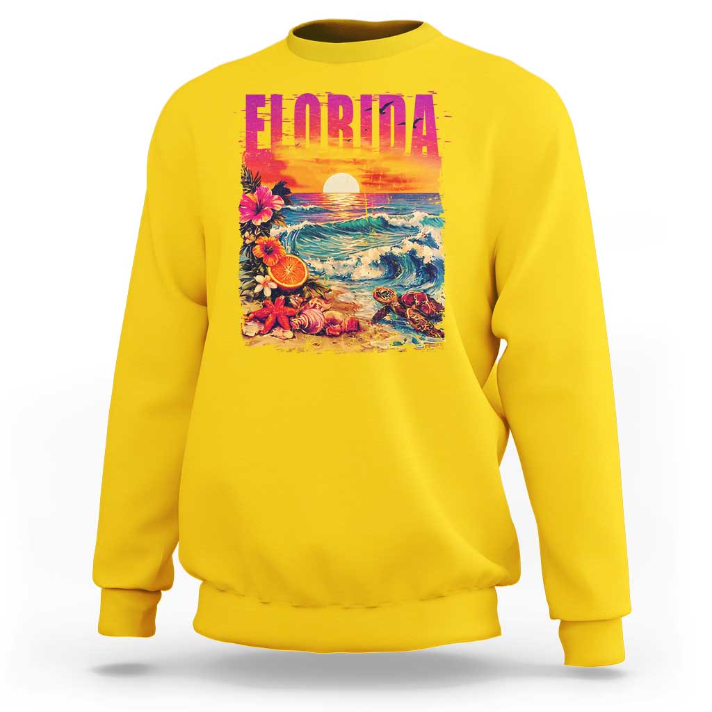 Retro Florida Beach Sweatshirt Summer Vacation Gift