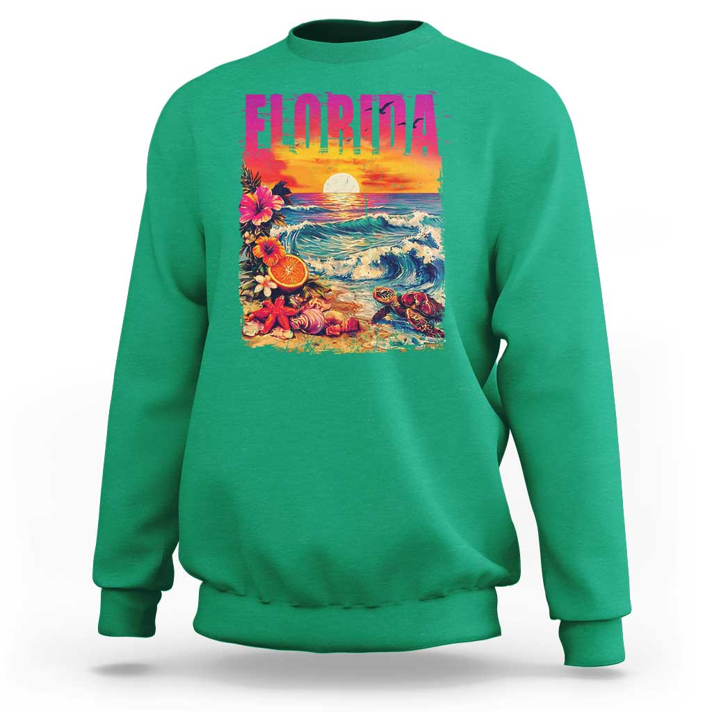 Retro Florida Beach Sweatshirt Summer Vacation Gift