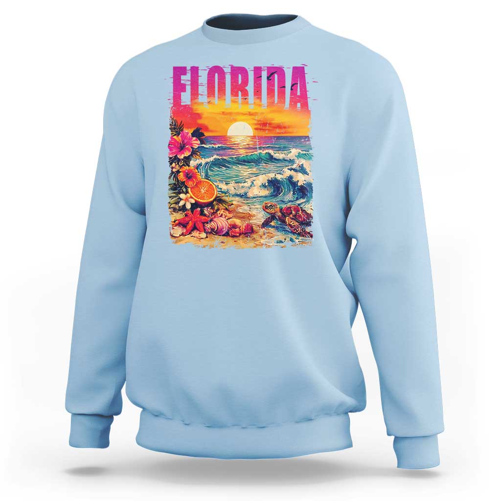 Retro Florida Beach Sweatshirt Summer Vacation Gift