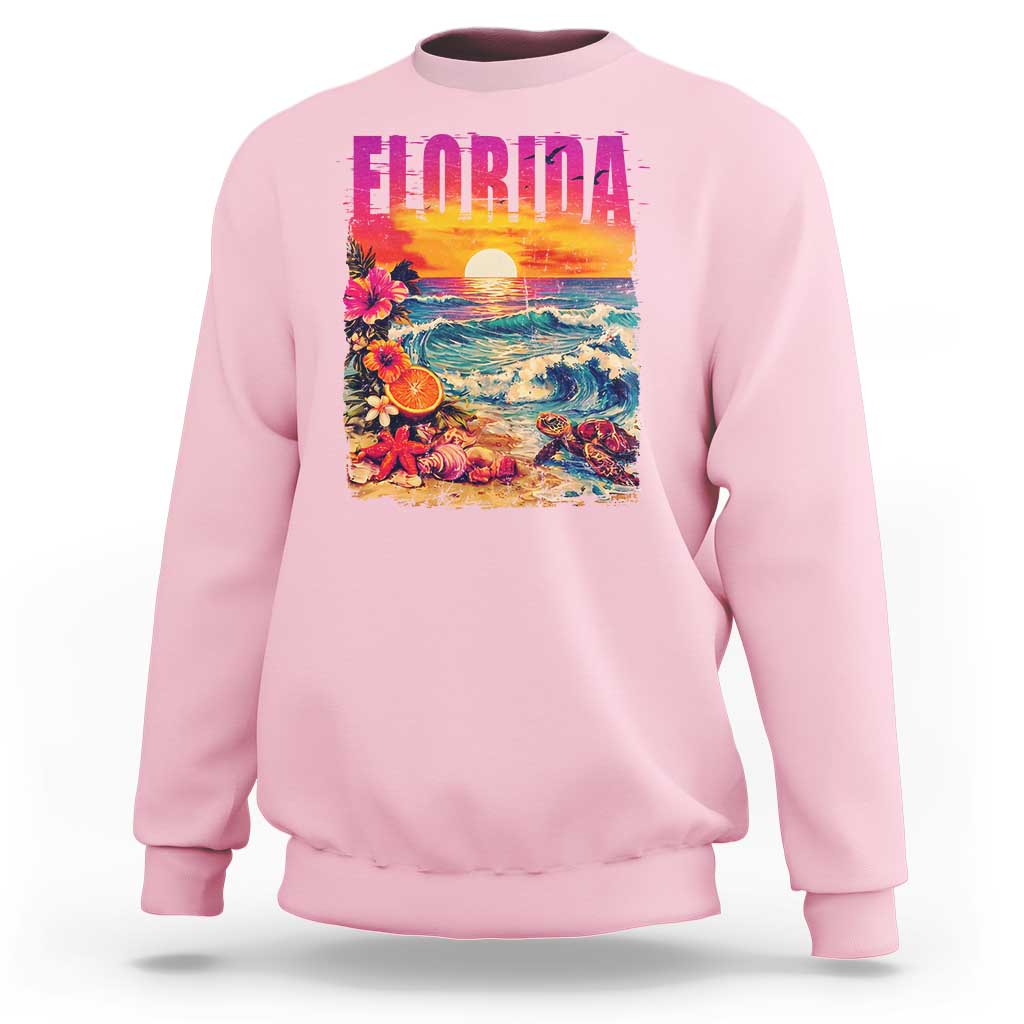 Retro Florida Beach Sweatshirt Summer Vacation Gift