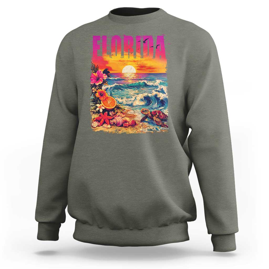 Retro Florida Beach Sweatshirt Summer Vacation Gift