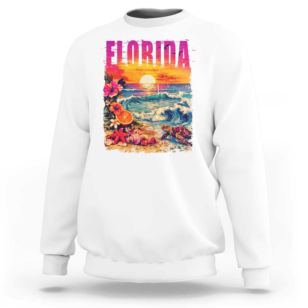 Retro Florida Beach Sweatshirt Summer Vacation Gift