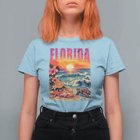 Retro Florida Beach T Shirt For Women Summer Vacation Gift