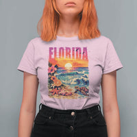 Retro Florida Beach T Shirt For Women Summer Vacation Gift