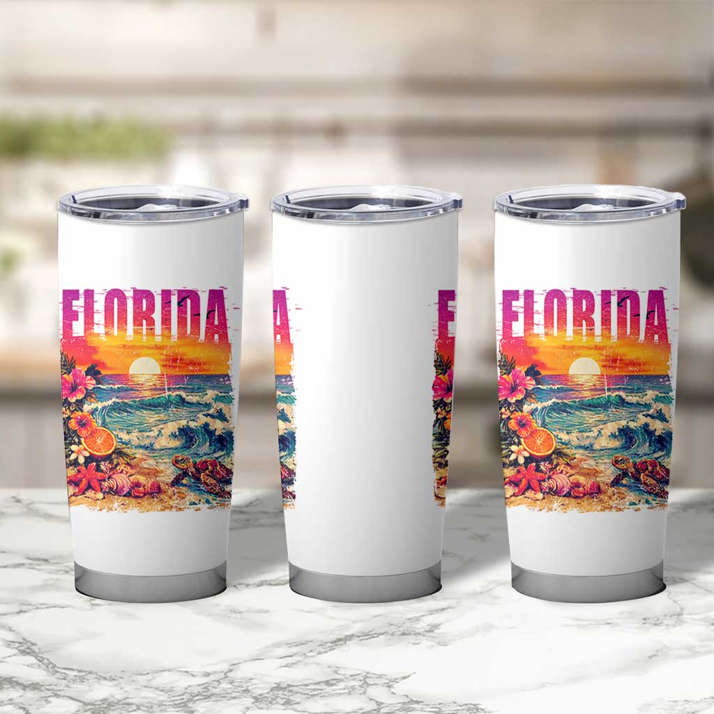 Retro Florida Beach Tumbler Cup Summer Vacation Gift