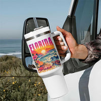Retro Florida Beach Tumbler With Handle Summer Vacation Gift